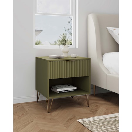 Manhattan Comfort DUMBO 1.0 Nightstand in Olive Green NS001-OG